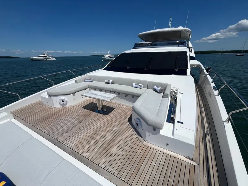Slide: The Image of Luxurious 2019 Azimut Grande 27M yacht with spacious deck and seating area. - 19