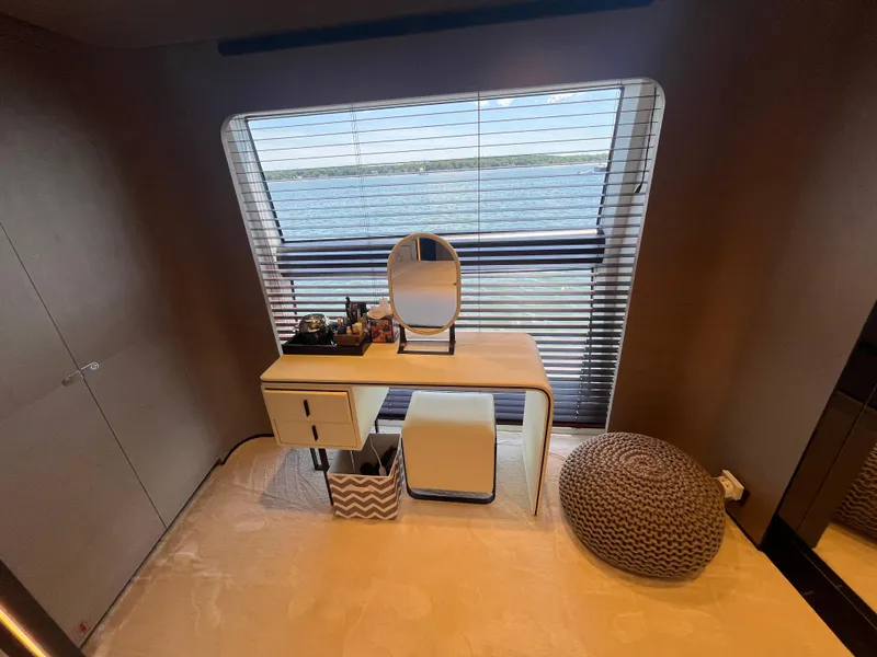 Slide: The Image of Luxurious vanity area on 2019 Azimut Grande 27M yacht with ocean view. - 47