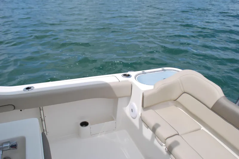 Slide: The Image of 2022 Key West 263 FS boat interior with seating and ocean view. - 20