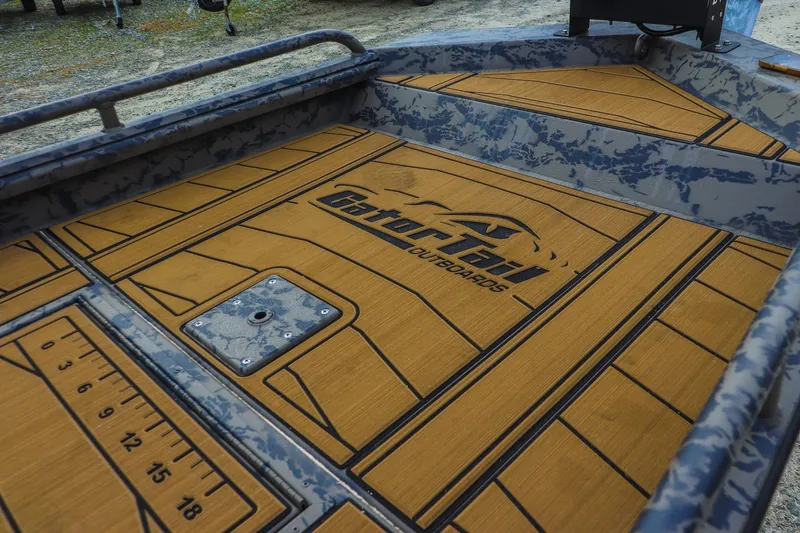 Slide: The Image of 2026 Gator Tail 17/50 Mid-Deck Savage Series boat with custom deck design. - 15