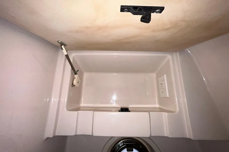 Slide: The Image of Open Panasonic microwave inside a 2012 Sea Ray Sundancer 310 yacht kitchen. - 166