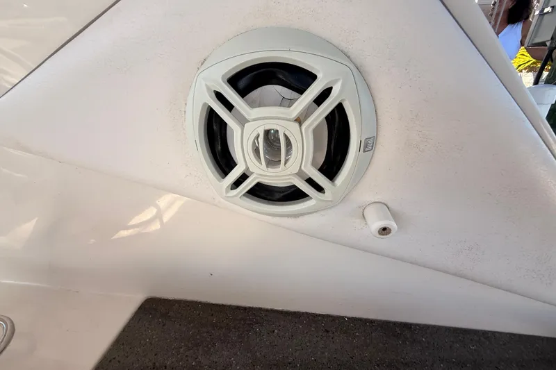 Slide: The Image of Close-up of a speaker on a 2012 Sea Ray 310 Sundancer boat. - 37