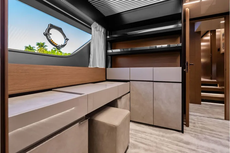 Slide: The Image of Luxurious interior of 2019 Ferretti Yachts 780 with modern design and elegant furnishings. - 43
