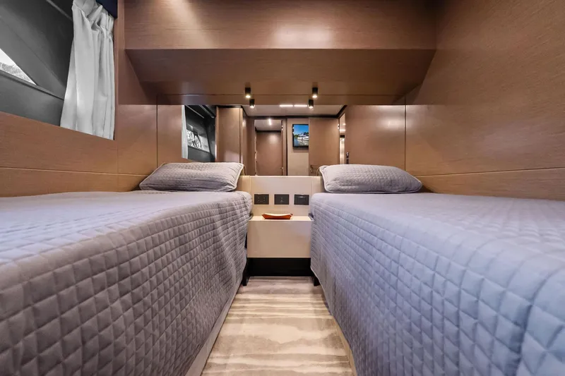 Slide: The Image of Luxurious twin cabin interior of 2019 Ferretti Yachts 780 with modern design. - 46