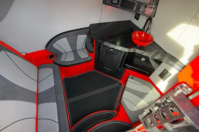 Slide: The Image of Luxurious interior of 2020 MTI 42V boat with modern seating and sleek design. - 12