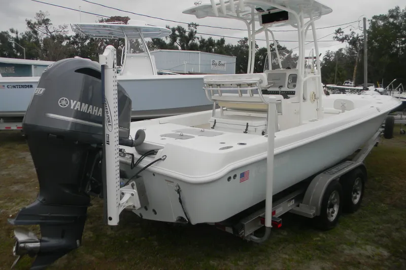 Slide: The Image of 2020 Contender 25 Bay boat with Yamaha engine on trailer. - 5