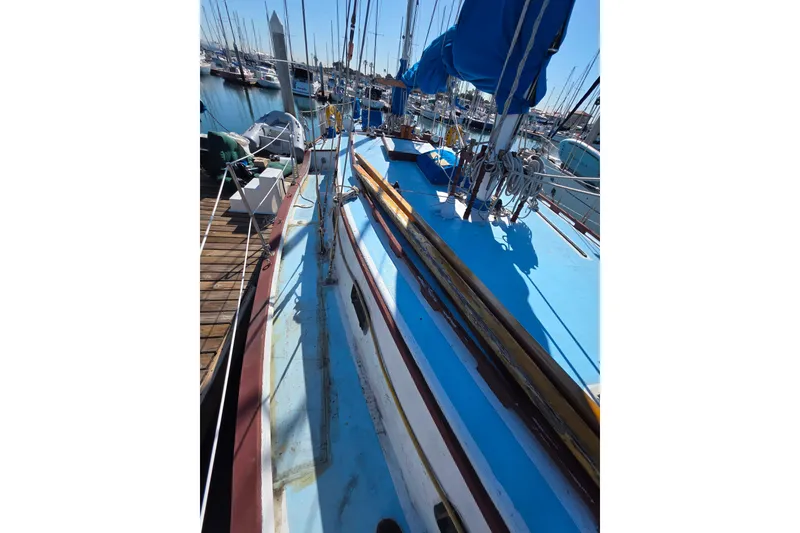 Slide: The Image of Sailboat deck view, Glen-L 44, 2006 model, docked at marina. - 100