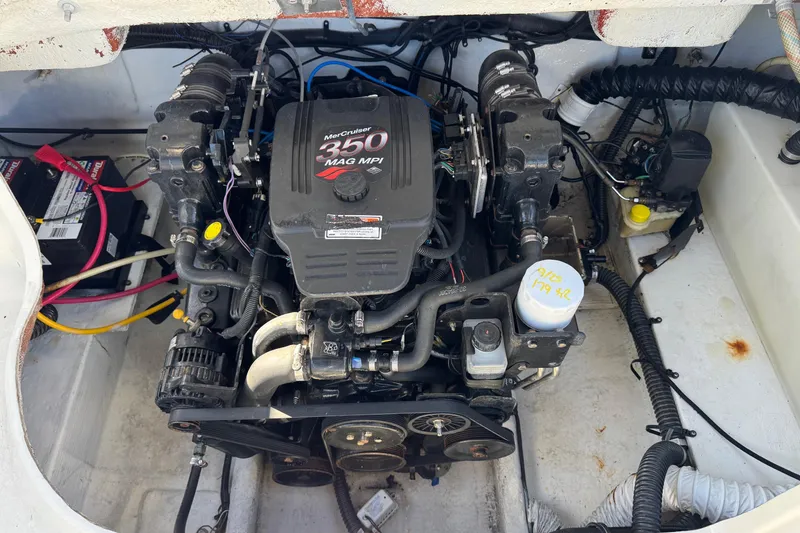 Slide: The Image of Engine compartment of a 2005 Crownline 236 LS with MerCruiser 350 MAG MPI engine. - 17