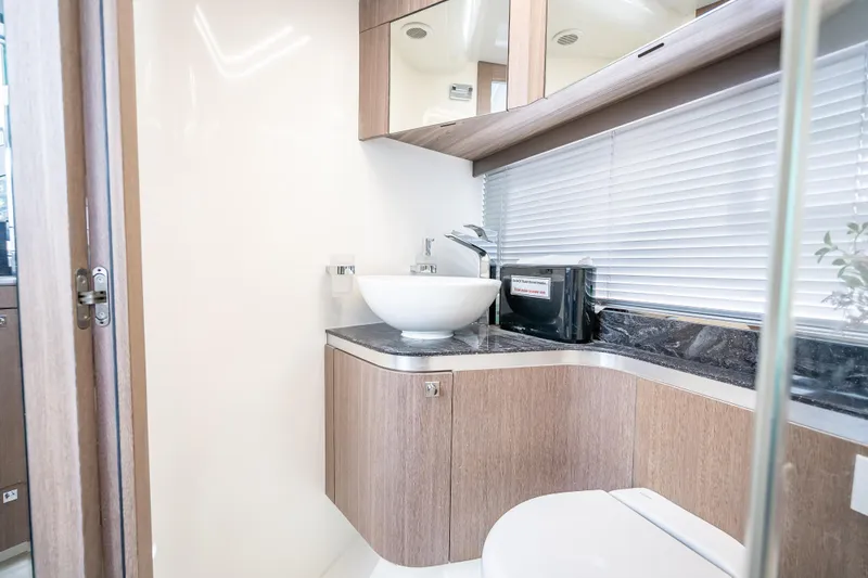 Slide: The Image of Luxurious bathroom interior of 2023 Galeon 375 GTO yacht with modern fixtures. - 15