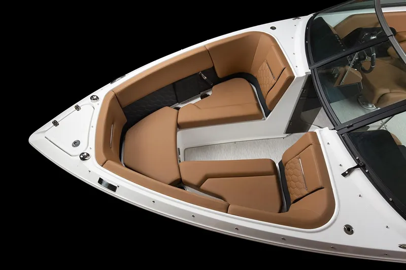 Slide: The Image of Manufacturer Provided Image: 2025 Four Winns H4 boat interior with tan seating and sleek design. - 31