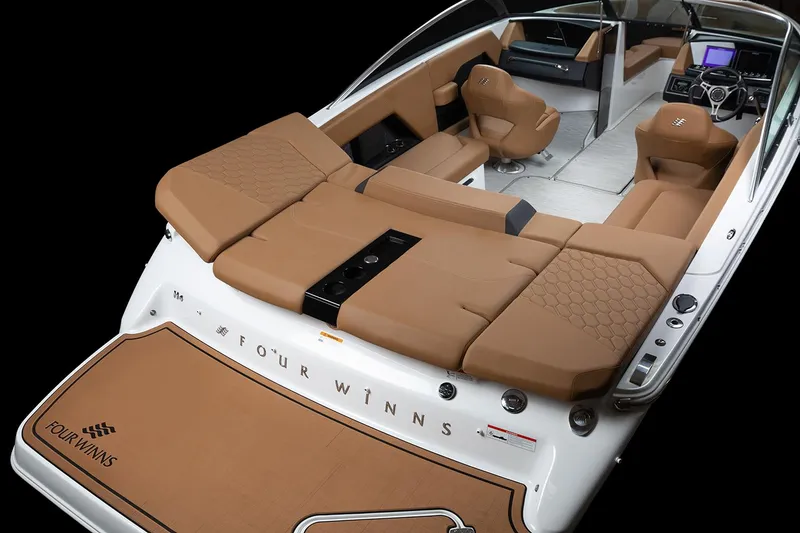 Slide: The Image of Manufacturer Provided Image: 2025 Four Winns H4 boat with luxurious tan seating and sleek design. - 36