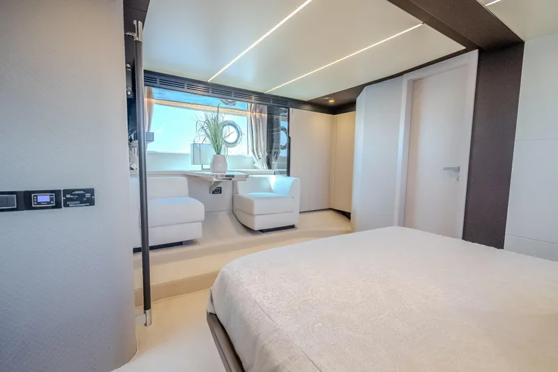 Slide: The Image of Luxurious interior of 2019 Azimut 66 yacht with modern seating and elegant decor. - 68