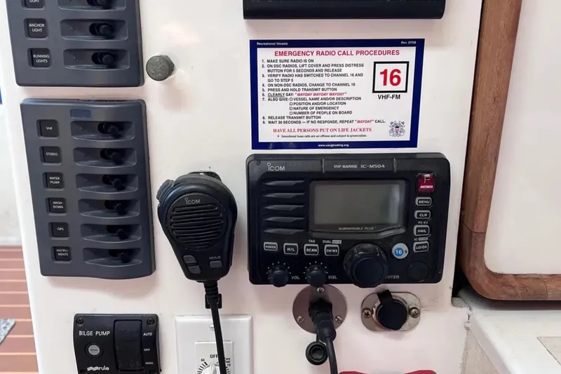 Slide: The Image of VHF radio and control panel on 2009 Class 40 Open Antrim Design boat. - 22