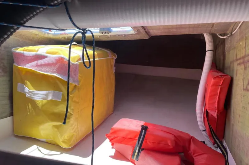 Slide: The Image of Interior of 2009 Class 40 Open Antrim Design boat with safety equipment. - 34