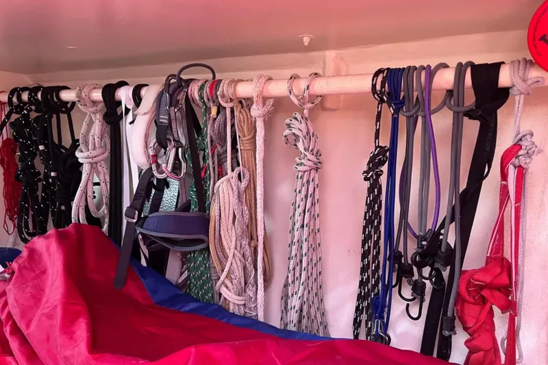 Slide: The Image of Ropes and gear organized on a Class 40 Open Antrim Design sailboat, 2009 model. - 39