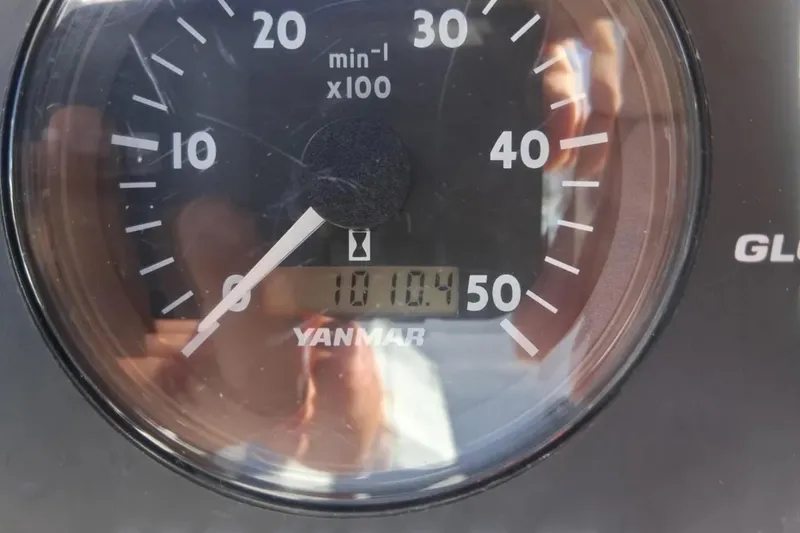 Slide: The Image of Close-up of Yanmar tachometer on 2009 Class 40 Open Antrim Design boat. - 47