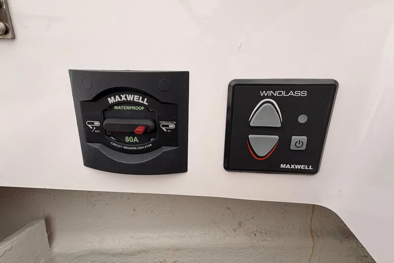 Slide: The Image of Maxwell windlass control panel on 2021 Axopar 37 XC Cross Cabin boat. - 28