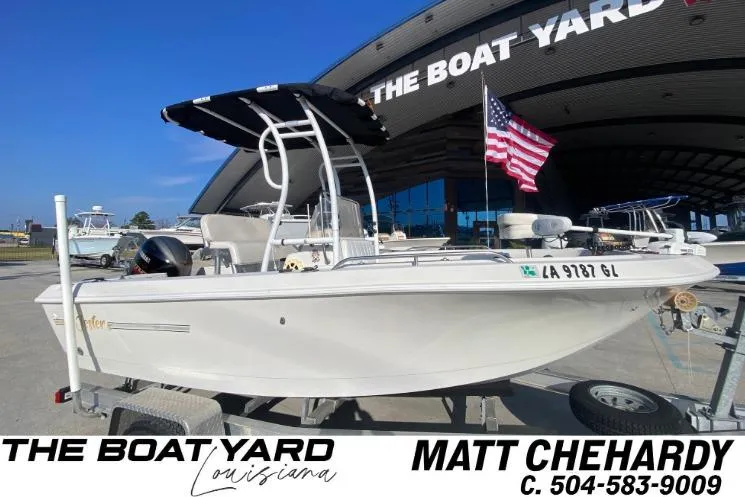 The Image of 1996 Pro-Line 170 Center Console boat with canopy, displayed at The Boat Yard, Louisiana. - 1