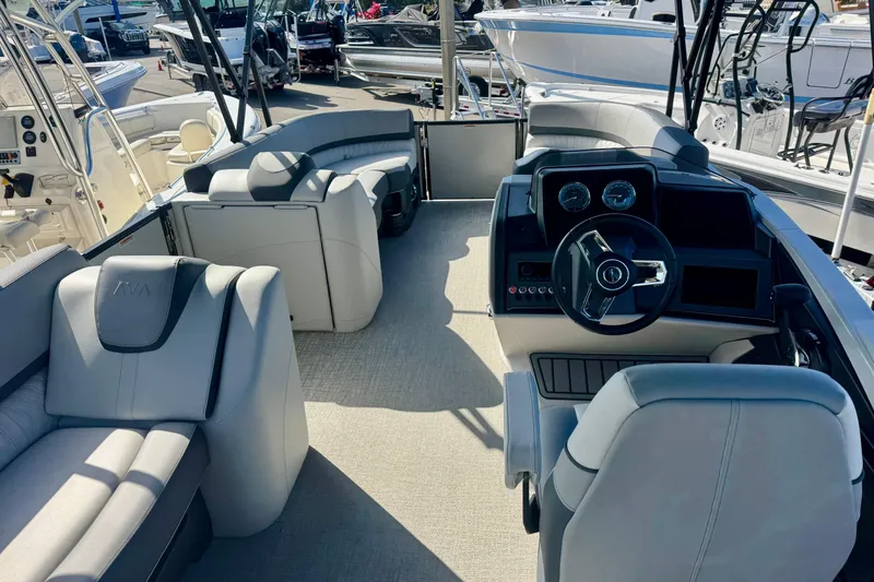 Slide: The Image of 2026 Avalon Catalina Platinum Versatile Rear Bench interior with modern helm and seating. - 17