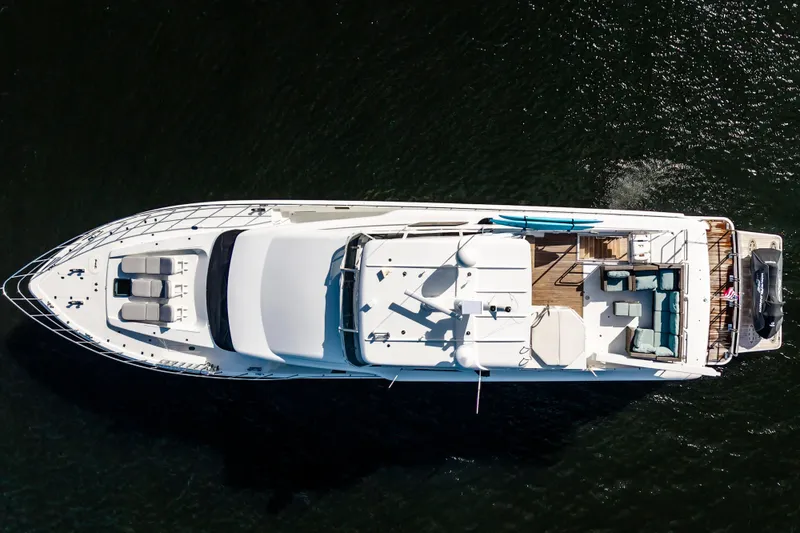 Slide: The Image of Aerial view of 2006 Cheoy Lee 84 Bravo yacht deck with seating and jet ski. - 10