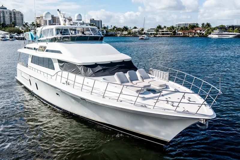 Slide: The Image of Luxury 2006 Cheoy Lee 84 Bravo yacht cruising on a sunny day. - 3