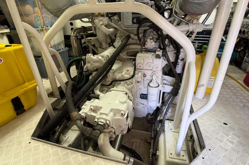 Slide: The Image of Engine room of 2006 Cheoy Lee 84 Bravo yacht with machinery and equipment. - 57