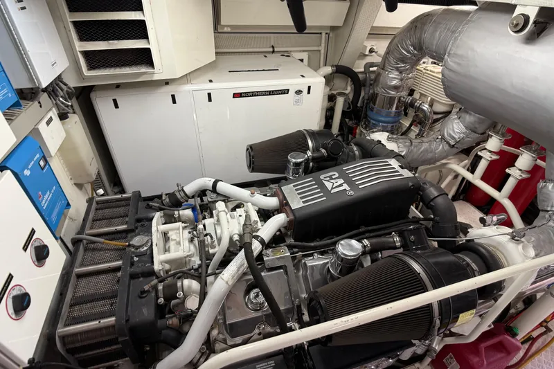Slide: The Image of Engine room of 2006 Cheoy Lee 84 Bravo yacht with CAT machinery and Northern Lights generator. - 66