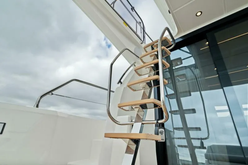 Slide: The Image of 2024 46 Prestige Flybridge -Stairway to Flybridge - 37