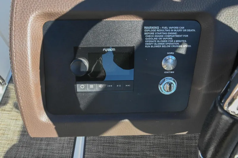 Slide: The Image of 2023 Cobalt CS22 dashboard with Fusion audio system and ignition controls. - 26