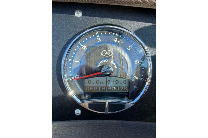 Slide: The Image of 2023 Cobalt CS22 dashboard gauge displaying RPM and depth hours. - 40