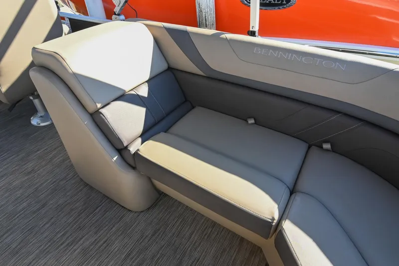 Slide: The Image of Luxurious seating on 2021 Bennington SX 23 Entertainment boat, featuring premium upholstery. - 9