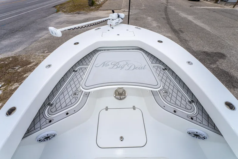 Slide: The Image of 2024 ZCB Freemason 26 Open boat deck with "No Big Deal" inscription, featuring sleek design. - 49
