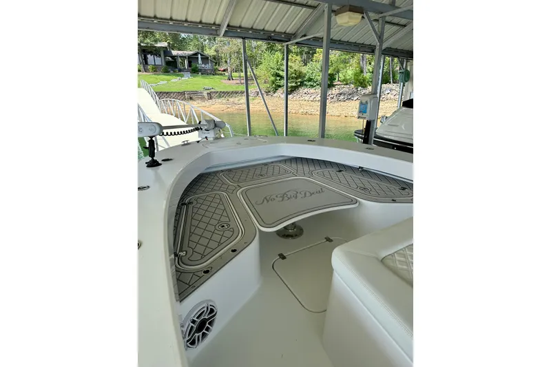 Slide: The Image of Top view of 2024 ZCB Freemason 26 Open boat deck with seating and equipment. - 8