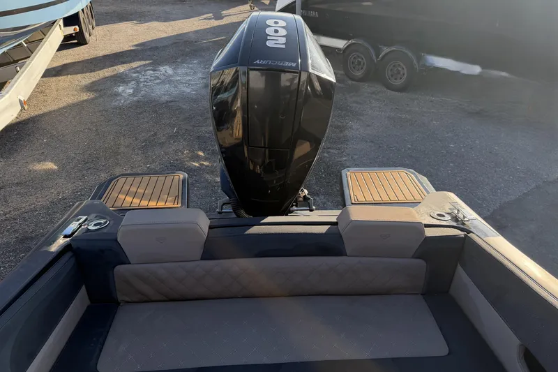 Slide: The Image of 2023 D-Boat Diamond 550 with Mercury outboard engine, rear seating view. - 11