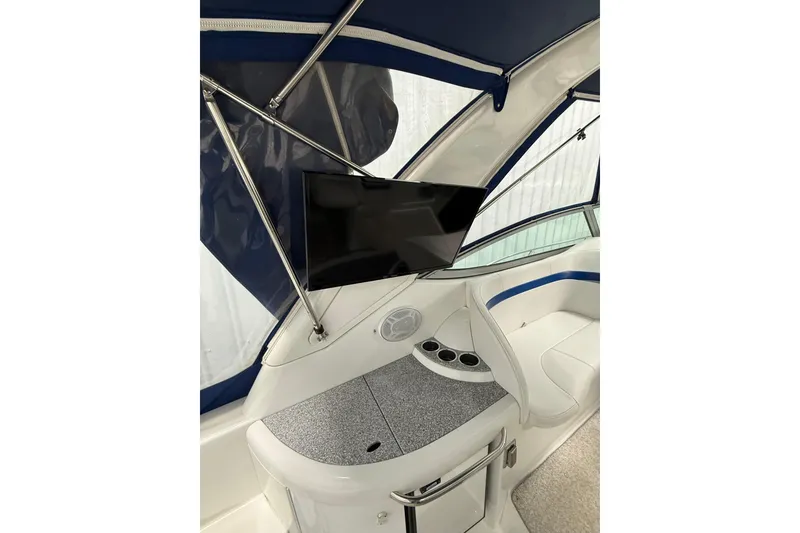 Slide: The Image of 2004 Formula 34 Performance Cruiser engine compartment with batteries and wiring. - 21