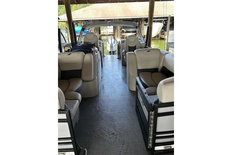 Slide: The Image of 2020 Starcraft SLS 3 boat interior with plush seating and open layout. - 7