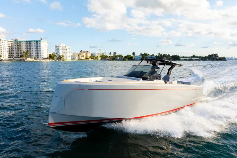 Slide: The Image of Luxurious twin cabin interior of 2021 Pardo Yachts 38, featuring modern wood finishes. - 35
