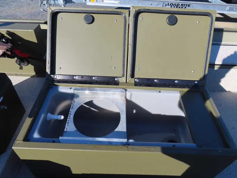 Slide: The Image of Interior view of 2026 SeaArk 1652 Crappie boat with storage compartment. - 20