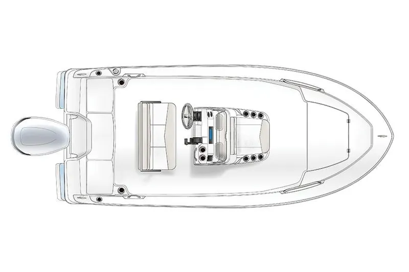 Slide: The Image of Manufacturer Provided Image: Top view of a 2019 Robalo R160 Center Console boat layout. - 9