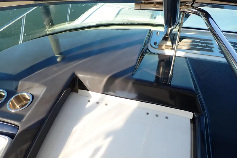 Slide: The Image of 2020 Formula 40 Performance Cruiser cockpit detail with sleek design and stainless steel accents. - 24