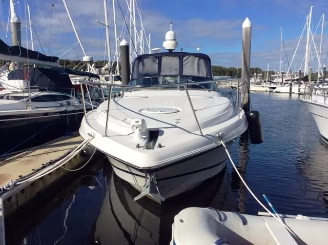 Slide: The Image of 2006 Four Winns 328 Vista boat docked in marina. - 2