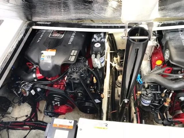 Slide: The Image of Engine compartment of a 2006 Four Winns 328 Vista boat with Volvo Penta engines. - 25