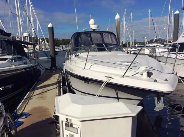 Slide: The Image of 2006 Four Winns 328 Vista boat docked at marina. - 3