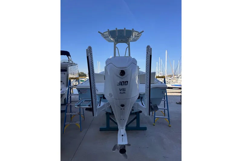 Slide: The Image of 2024 Pathfinder 2500 Hybrid boat with 300 HP V6 engine. - 16