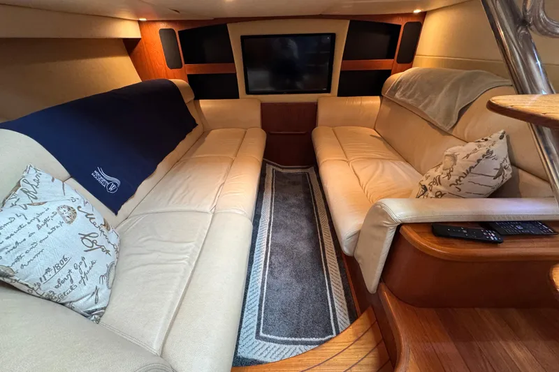 Slide: The Image of Luxurious interior of 2008 Tiara Yachts 3900 Sovran with plush seating and modern decor. - 45