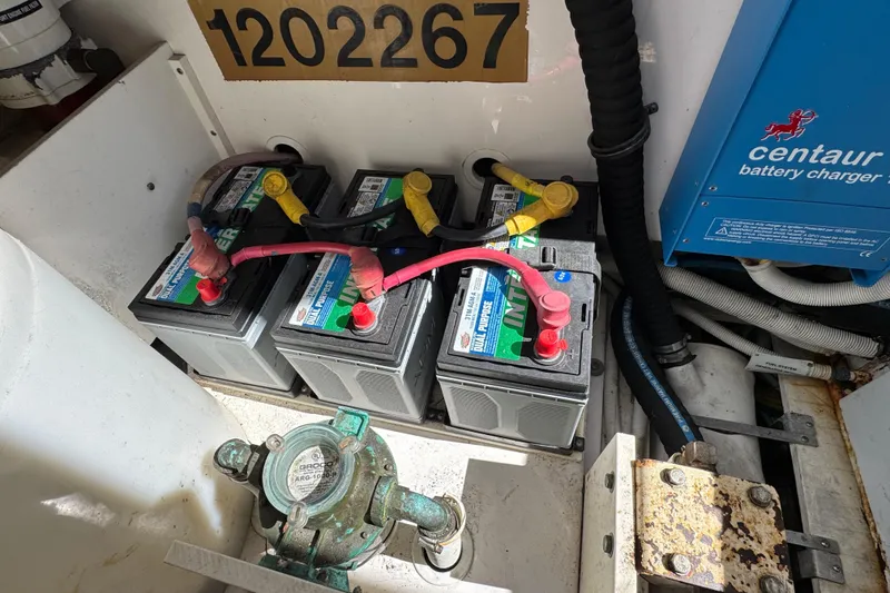 Slide: The Image of Battery compartment of 2008 Tiara Yachts 3900 Sovran with Centaur charger. - 68