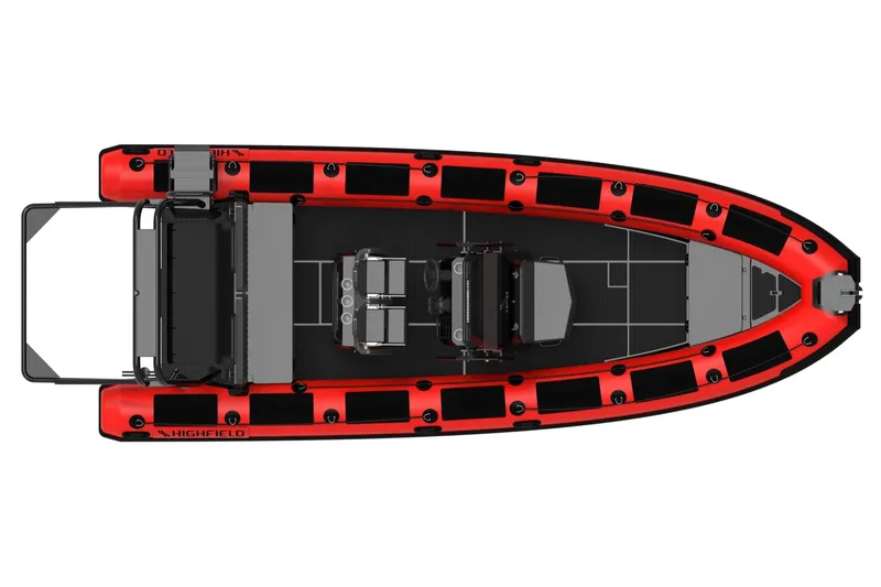 Slide: The Image of Aerial view of Highfield Patrol 860 boat, 2026 model. - 13