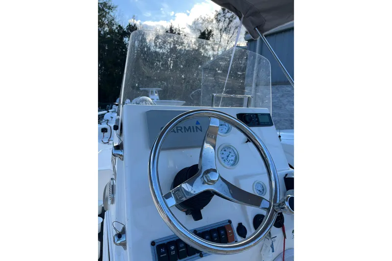 Slide: The Image of Steering console of 2022 Key West 1720 Sportsman boat with Garmin navigation system. - 20