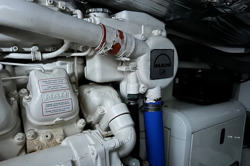 Slide: The Image of Engine room of 2000 Sunseeker Predator 60 yacht with MAN components. - 125