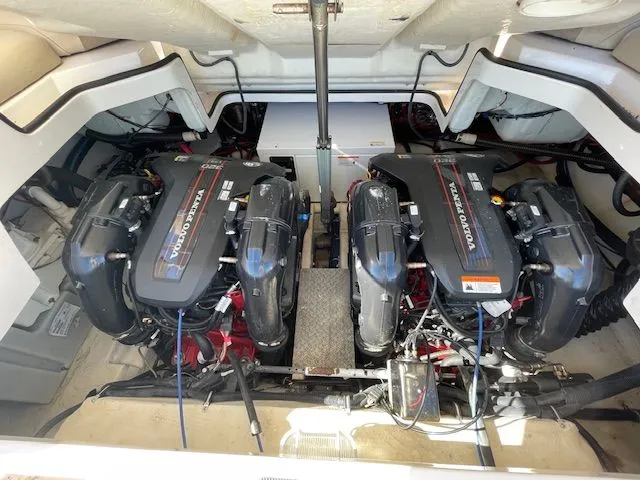 Slide: The Image of Engine compartment of 2014 Regal 3550 Cuddy with Volvo Penta engines. - 14